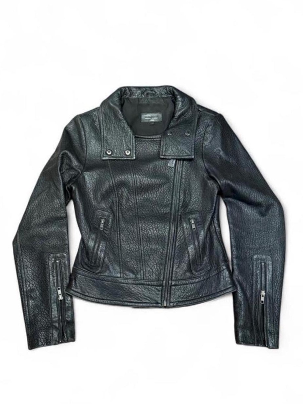 Mackage Aritzia Lambskin Moto Asymmetrical Black Leather Jacket
